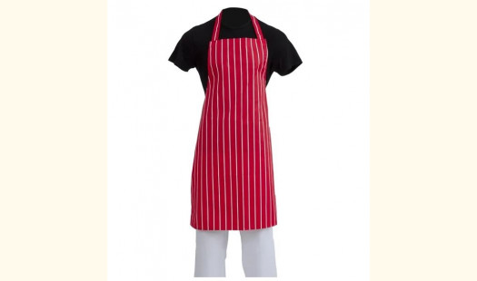 Professional Polycotton Butchers/Kitchen/Cooks Apron (Red/white Striped)